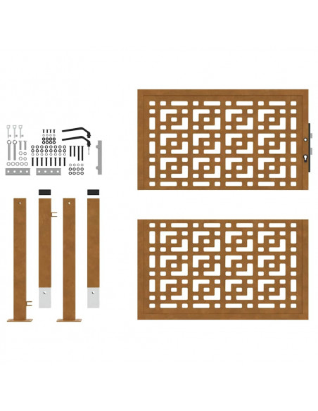 Cancello da Giardino 105x105 cm Acciaio Corten Design a Croce
