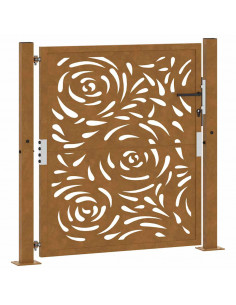 Cancello da Giardino 105x105 cm Acciaio Corten Design a Fiamma