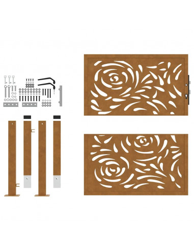 Cancello da Giardino 105x105 cm Acciaio Corten Design a Fiamma