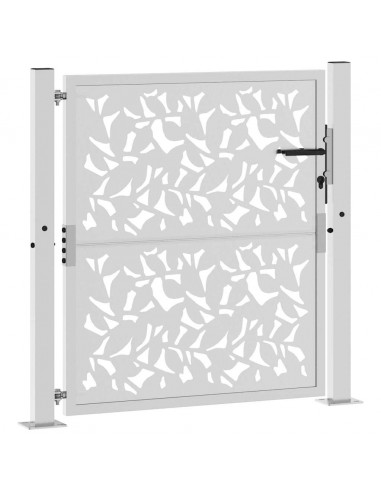 Cancello da Giardino 105x105 cm Acciaio Corten Design a Foglia