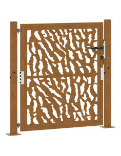 Cancello da Giardino 105x105 cm Acciaio Corten Design a Traccia
