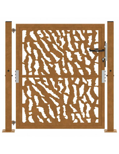 Cancello da Giardino 105x105 cm Acciaio Corten Design a Traccia