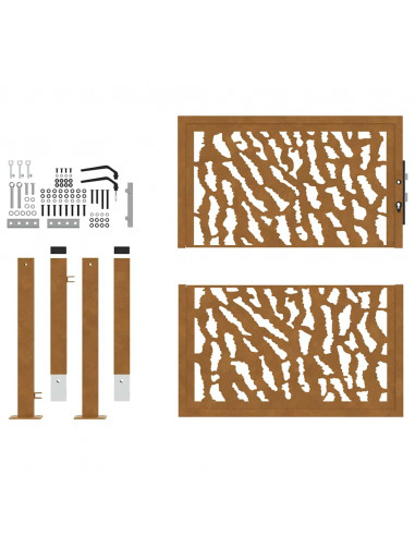 Cancello da Giardino 105x105 cm Acciaio Corten Design a Traccia