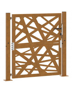 Cancello da giardino 100x100 cm in acciaio corten design leggero 2