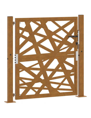 Cancello da giardino 100x100 cm in acciaio corten design leggero