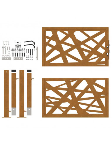 Cancello da giardino 100x100 cm in acciaio corten design leggero