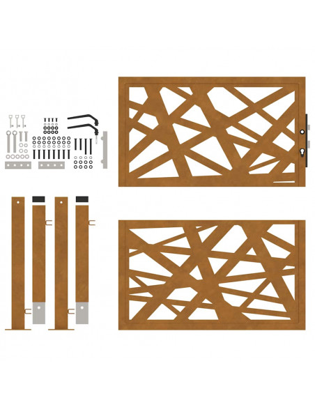 Cancello da giardino 100x100 cm in acciaio corten design leggero