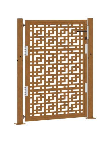 Cancello da Giardino 105x130 cm Acciaio Corten Design a Croce
