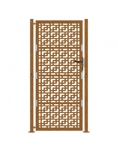 Cancello da Giardino 105x130 cm Acciaio Corten Design a Croce