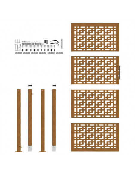 Cancello da Giardino 105x130 cm Acciaio Corten Design a Croce