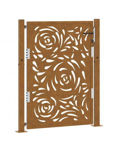 Cancello da Giardino 105x130 cm Acciaio Corten Design a Fiamma