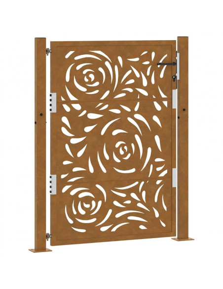 Cancello da Giardino 105x130 cm Acciaio Corten Design a Fiamma