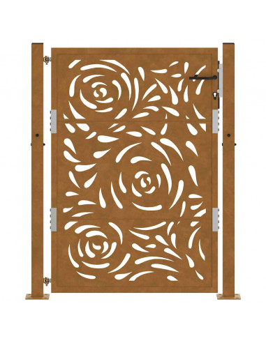 Cancello da Giardino 105x130 cm Acciaio Corten Design a Fiamma