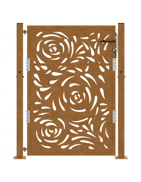 Cancello da Giardino 105x130 cm Acciaio Corten Design a Fiamma