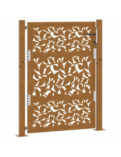 Cancello da Giardino 105x130 cm Acciaio Corten Design a Foglia