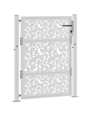 Cancello da Giardino 105x130 cm Acciaio Corten Design a Foglia