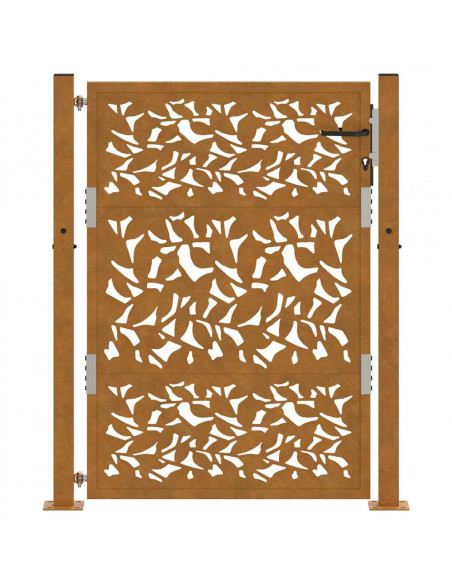 Cancello da Giardino 105x130 cm Acciaio Corten Design a Foglia