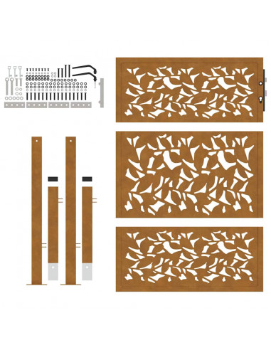 Cancello da Giardino 105x130 cm Acciaio Corten Design a Foglia