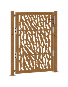 Cancello da Giardino 105x130 cm Acciaio Corten Design a Traccia