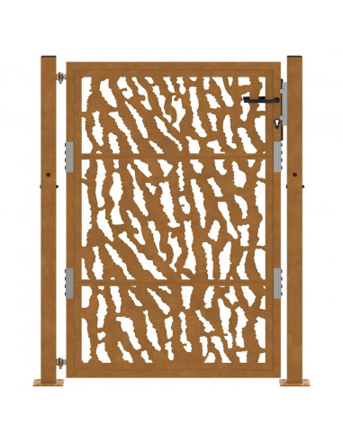 Cancello da Giardino 105x130 cm Acciaio Corten Design a Traccia