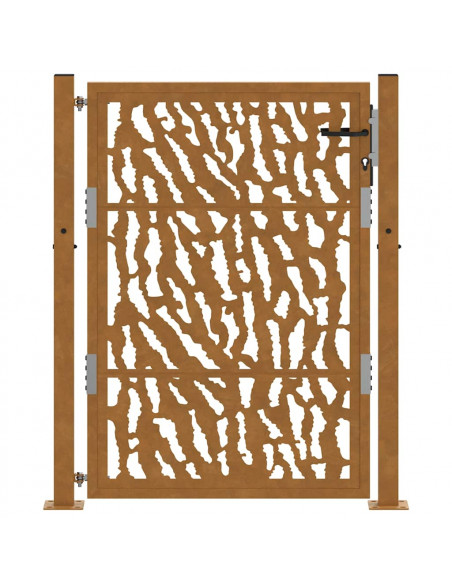 Cancello da Giardino 105x130 cm Acciaio Corten Design a Traccia