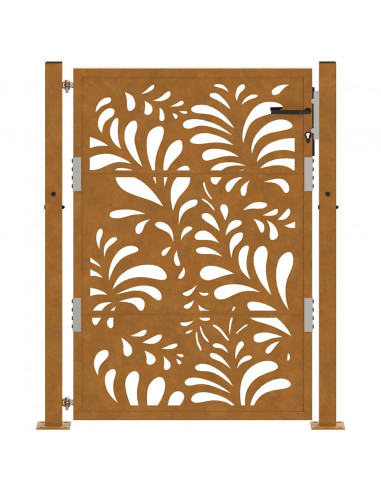 Cancello da Giardino 105x130 cm Acciaio Corten Design Ondulato
