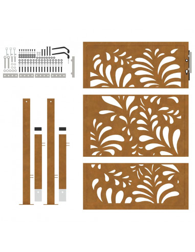 Cancello da Giardino 105x130 cm Acciaio Corten Design Ondulato