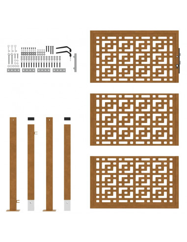 Cancello da Giardino 105x155 cm Acciaio Corten Design a Croce