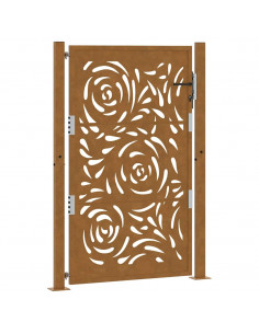 Cancello da Giardino 105x155 cm Acciaio Corten Design a Fiamma