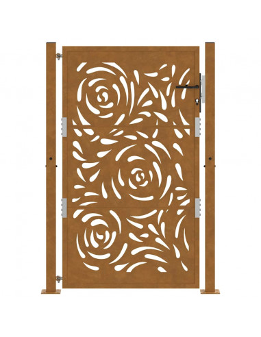Cancello da Giardino 105x155 cm Acciaio Corten Design a Fiamma