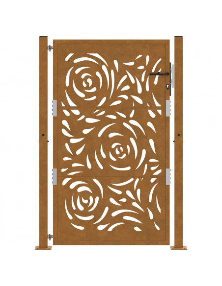 Cancello da Giardino 105x155 cm Acciaio Corten Design a Fiamma