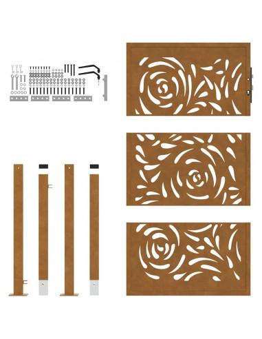 Cancello da Giardino 105x155 cm Acciaio Corten Design a Fiamma