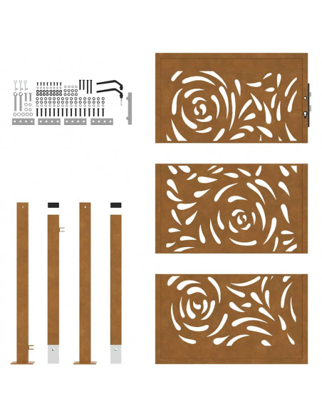 Cancello da Giardino 105x155 cm Acciaio Corten Design a Fiamma