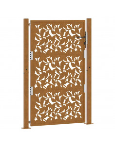 Cancello da Giardino 105x155 cm Acciaio Corten Design a Foglia