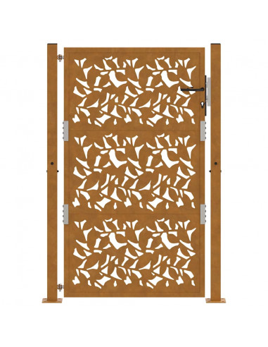 Cancello da Giardino 105x155 cm Acciaio Corten Design a Foglia