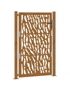 Cancello da Giardino 105x155 cm Acciaio Corten Design a Traccia