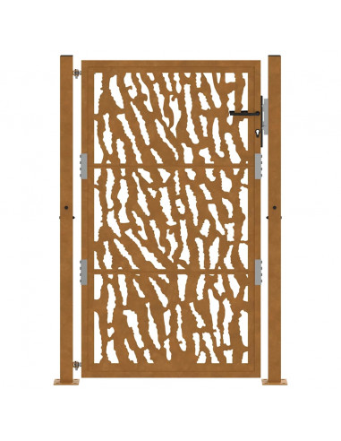 Cancello da Giardino 105x155 cm Acciaio Corten Design a Traccia
