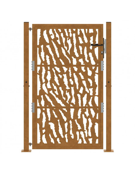 Cancello da Giardino 105x155 cm Acciaio Corten Design a Traccia