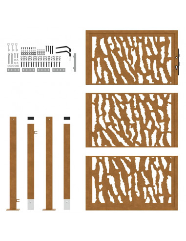 Cancello da Giardino 105x155 cm Acciaio Corten Design a Traccia
