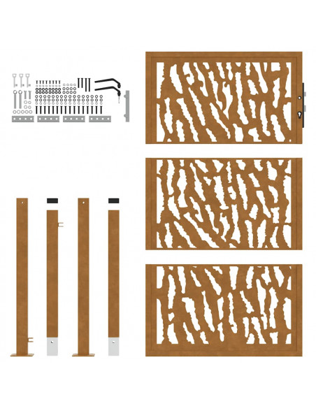 Cancello da Giardino 105x155 cm Acciaio Corten Design a Traccia