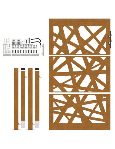 Cancello da Giardino 105x155 cm Acciaio Corten Design Leggero