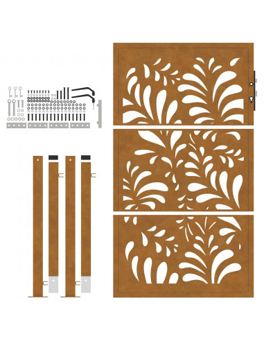 Cancello da Giardino 105x155 cm Acciaio Corten Design Ondulato