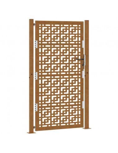 Cancello da Giardino 105x180 cm Acciaio Corten Design a Croce