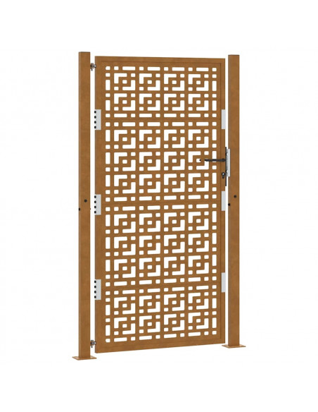 Cancello da Giardino 105x180 cm Acciaio Corten Design a Croce
