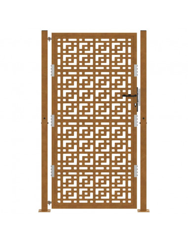 Cancello da Giardino 105x180 cm Acciaio Corten Design a Croce