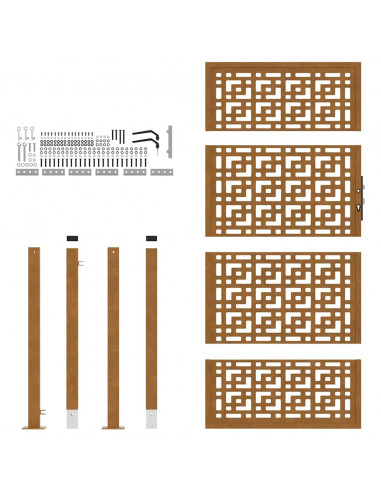 Cancello da Giardino 105x180 cm Acciaio Corten Design a Croce