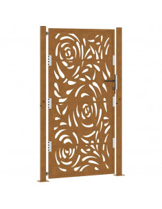 Cancello da Giardino 105x180 cm Acciaio Corten Design a Fiamma