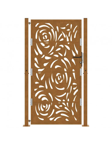 Cancello da Giardino 105x180 cm Acciaio Corten Design a Fiamma