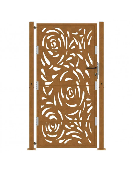 Cancello da Giardino 105x180 cm Acciaio Corten Design a Fiamma