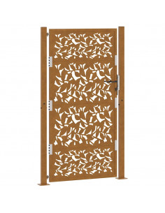 Cancello da Giardino 105x180 cm Acciaio Corten Design a Foglia